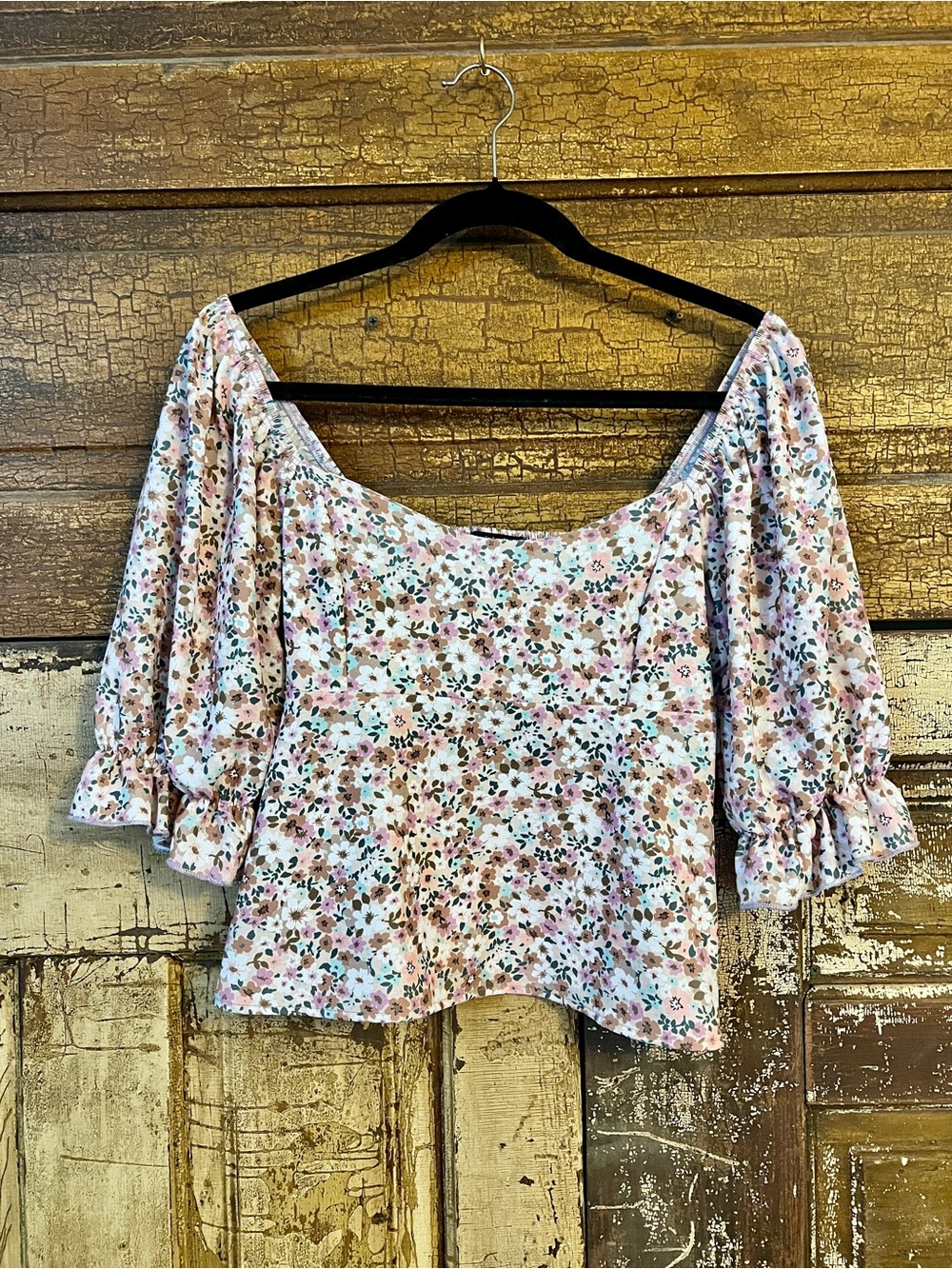 Originality Floral Puff Sleeve Cottagecore Blouse | Keyhole Back Top